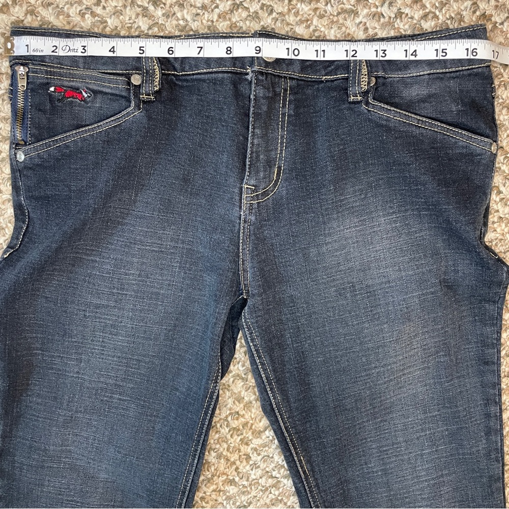 Vintage Retro Fox Low Rise Boot Cut Jeans - Dark Wash Blue - Picture 11 of 16